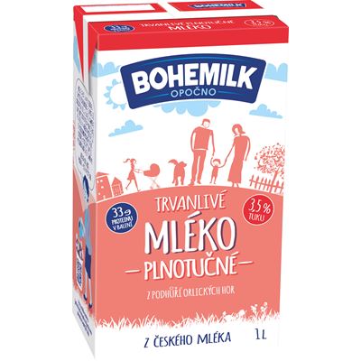 BOHEMILK Mléko trvanlivé 3,5% 12 x 1 l