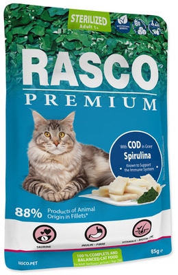 Rasco Premium Kapsička pro kastrované kočky treska se spirulinou