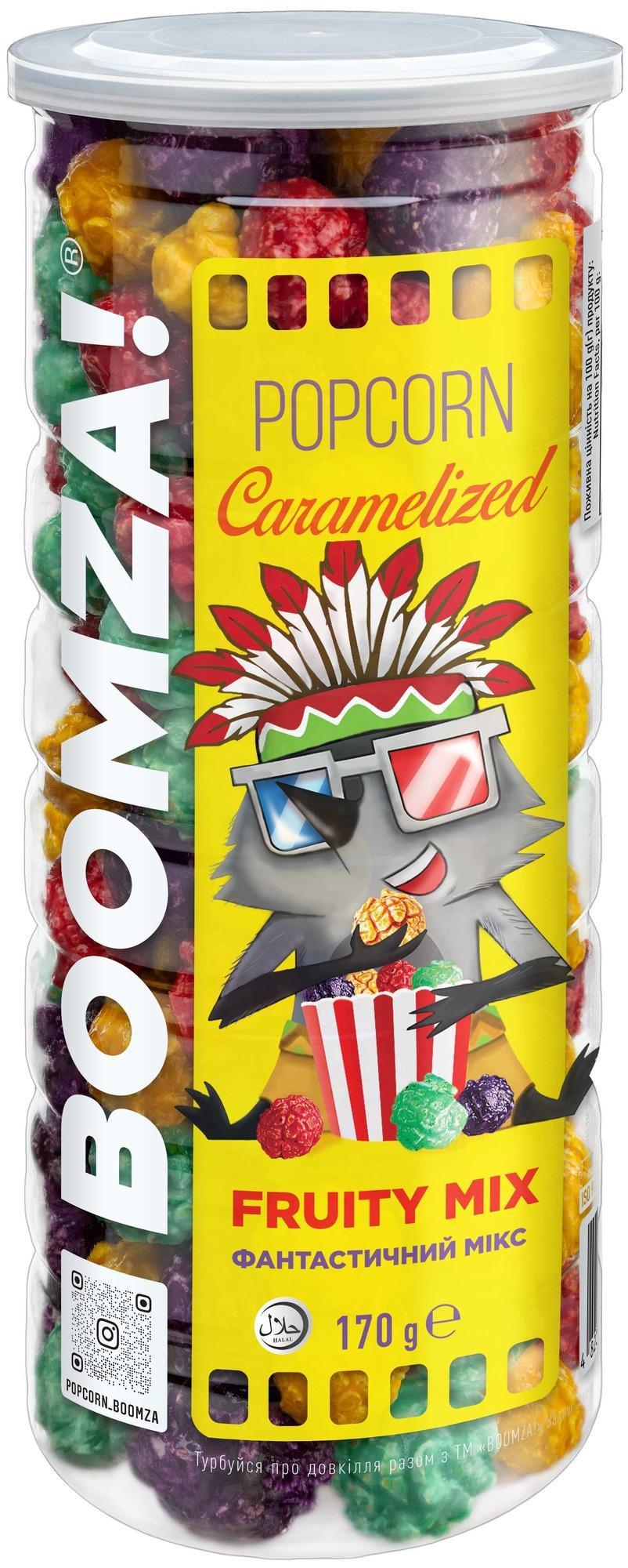 Boomza Karamelizovaný popcorn s příchutí ovocného mixu