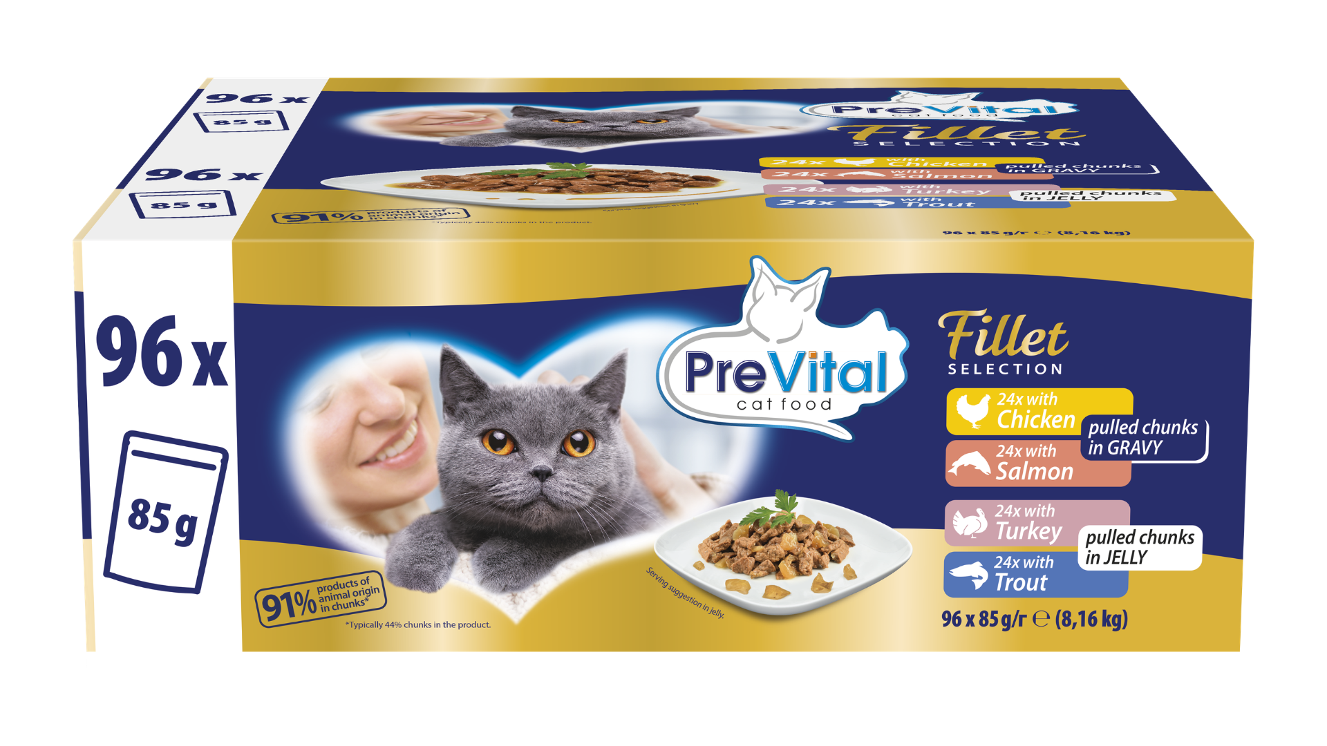 PreVital Kapsičky v omáčce a želé pro kočky 96×85 g