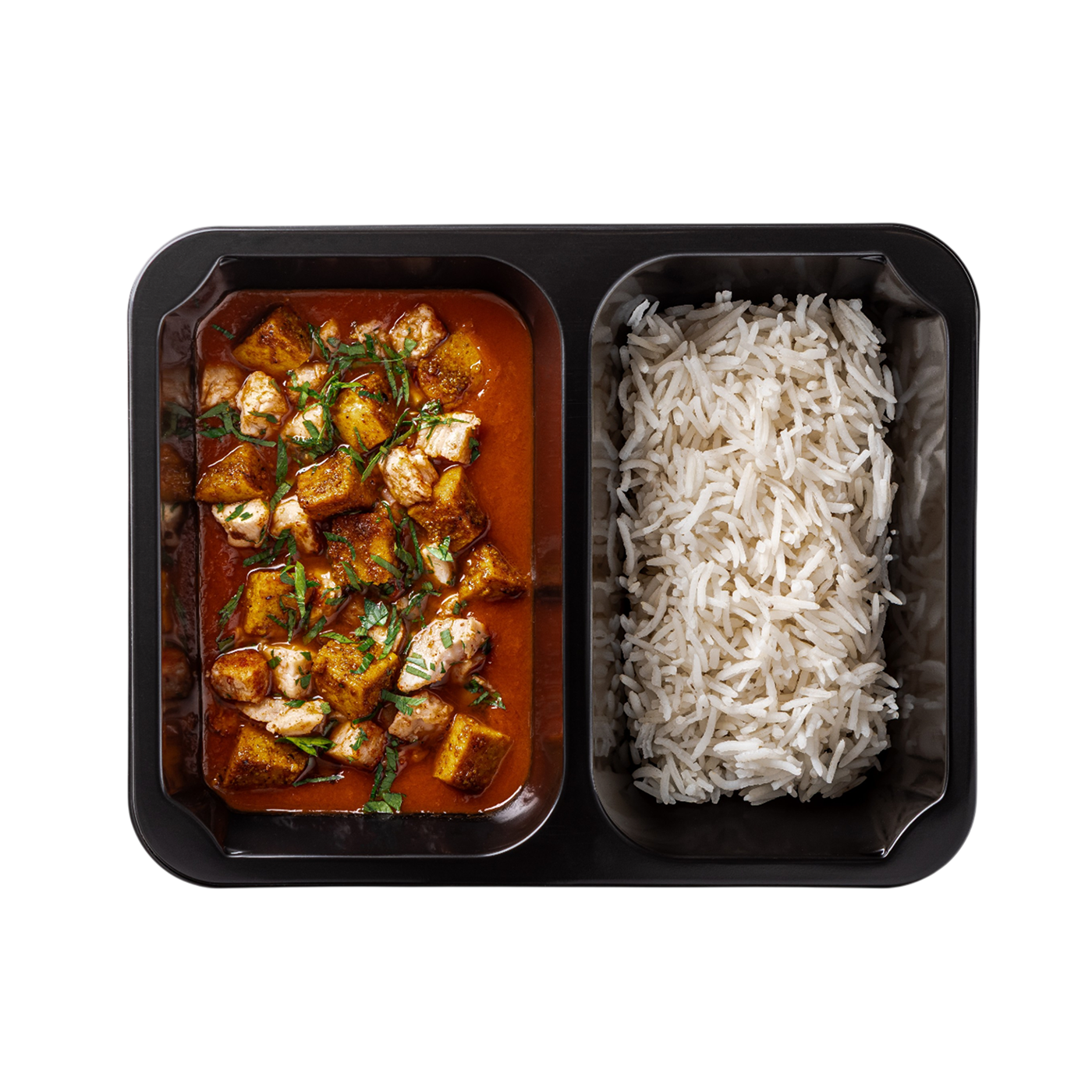 FitKitchen Asijská rajčatová omáčka s kuřecím masem, tofu a rýží