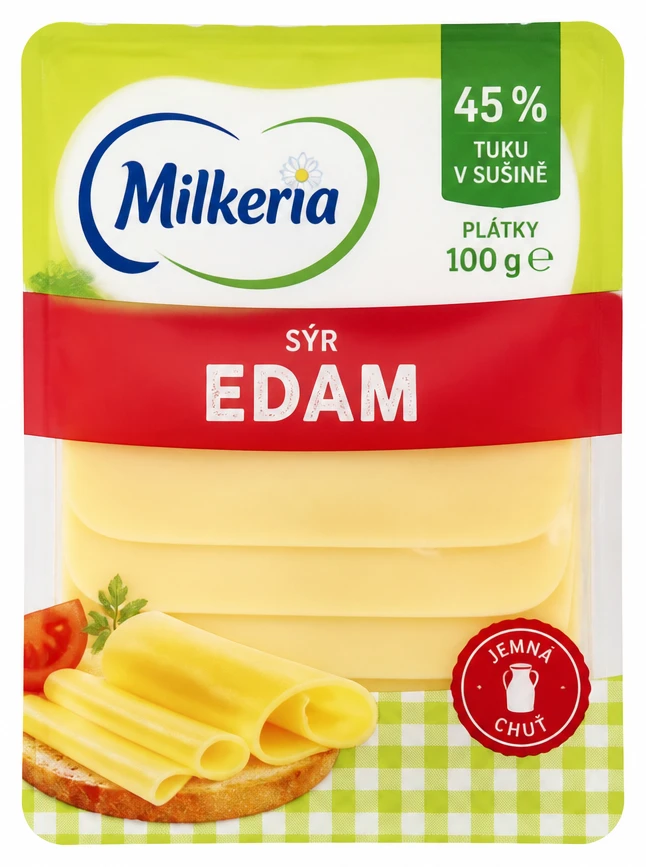 Sýr Edam 45% plátky Milkeria