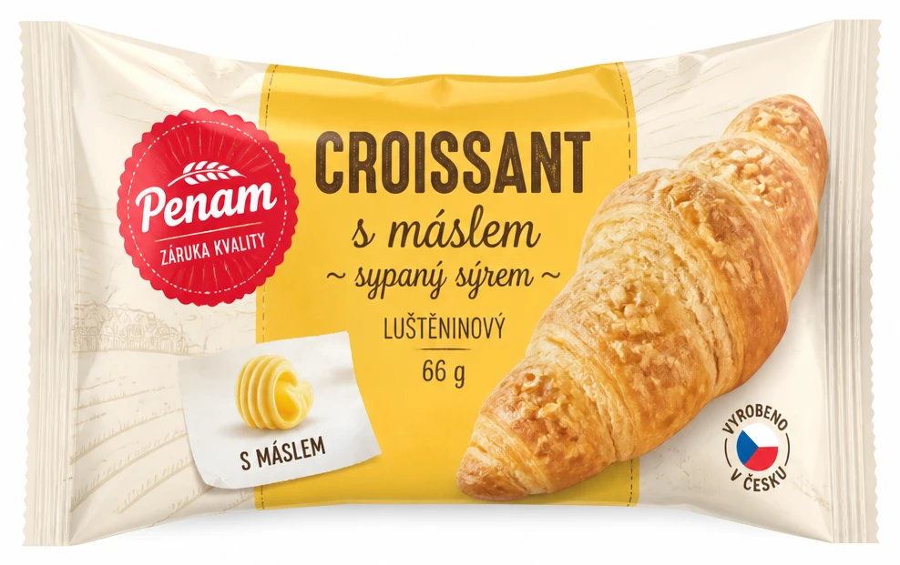 Croissant s máslem sypaný sýrem