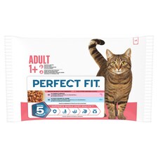 Perfect Fit Adult 1+ kompletní mokré krmivo pro dospělé kočky ve šťávě 4 x 85g (340g)