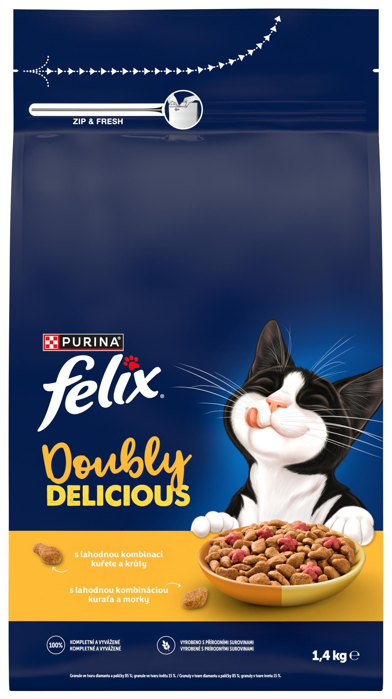 Felix Doubly Delicious s lahodnou kombinací kuřete a krůty, bohaté na červenou řepu 1,4 kg