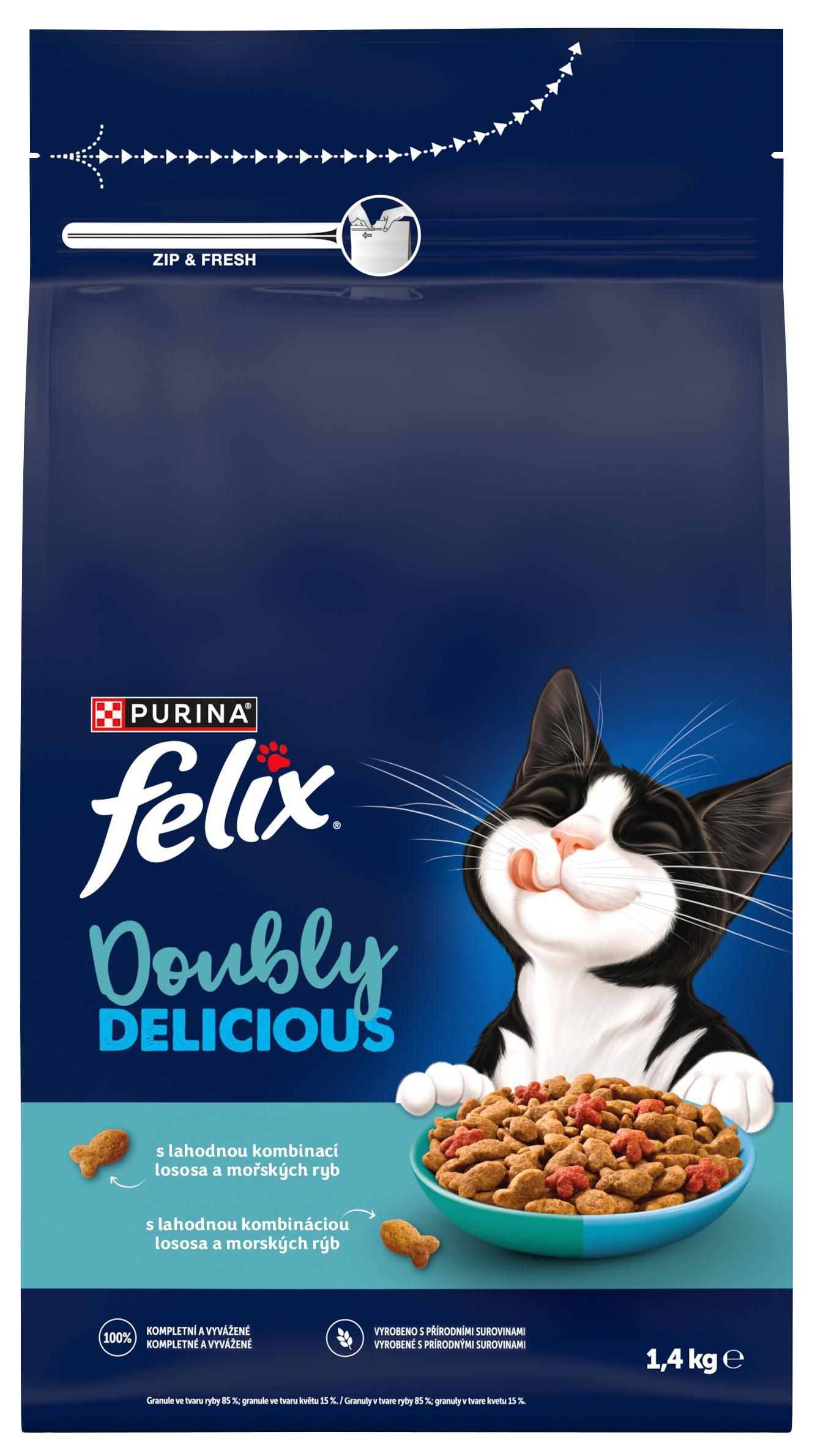 Felix Doubly Delicious s lahodnou kombinací lososa a mořských ryb, bohaté na červenou řepu 1,4 kg