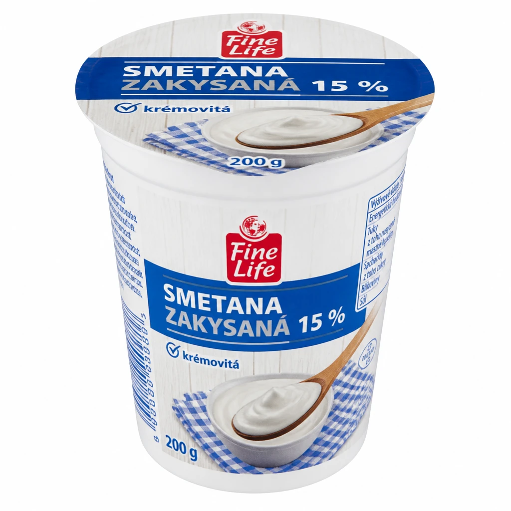 Fine Life Smetana zakysaná 15 % chlaz. 12 x 200 g
