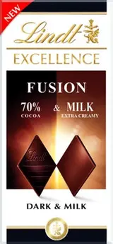 Lindt Excellence Fusion Hořká 70 % & Mléčná čokoláda