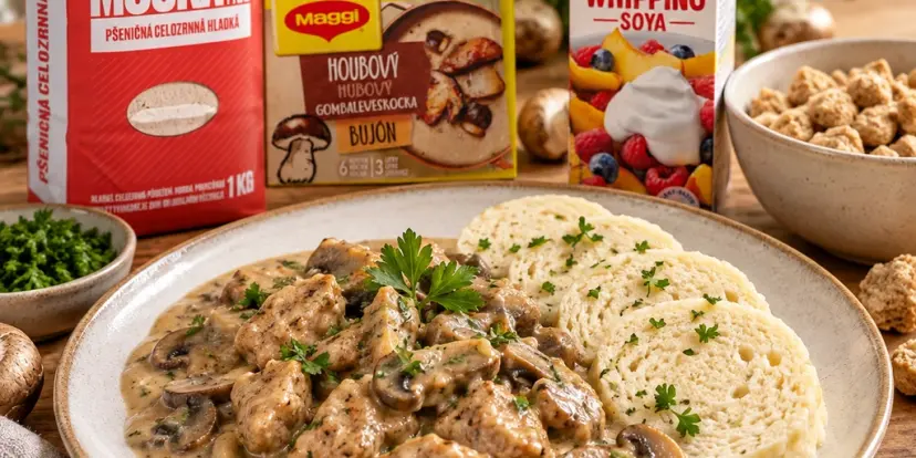 Sójové kostky na smetaně s houbovou omáčkou